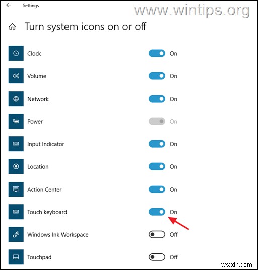 Windows 10 でオンスクリーン キーボードを有効/無効にする方法。