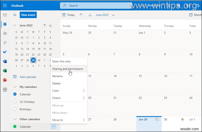 デスクトップまたは Web で Outlook の予定表を共有する方法