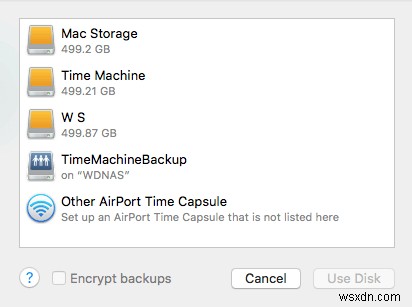 Time Machine を使用して Mac をバックアップする