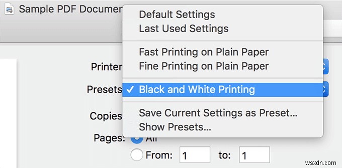 Mac で白黒印刷する方法