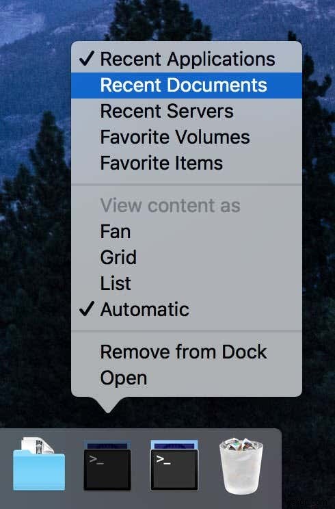 MacOS Dock から最近のアイテムにアクセスする方法