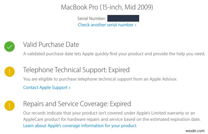 Mac の AppleCare サポートと保証のステータスを確認する方法