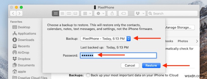 Mac で iPhone をバックアップする方法