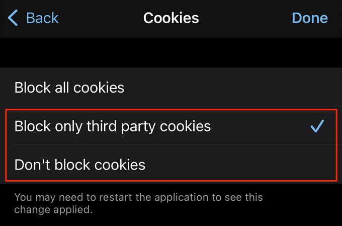 iPhone で Cookie を有効にする方法