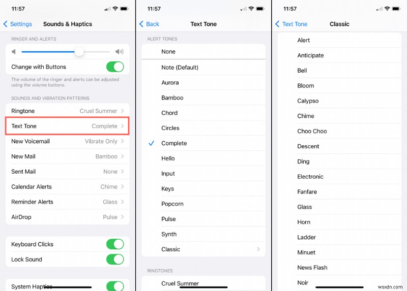 iPhone のテキスト メッセージの音を変更する方法