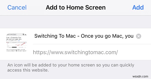 iPhone/iPad のホーム画面に Safari Web ページを保存する