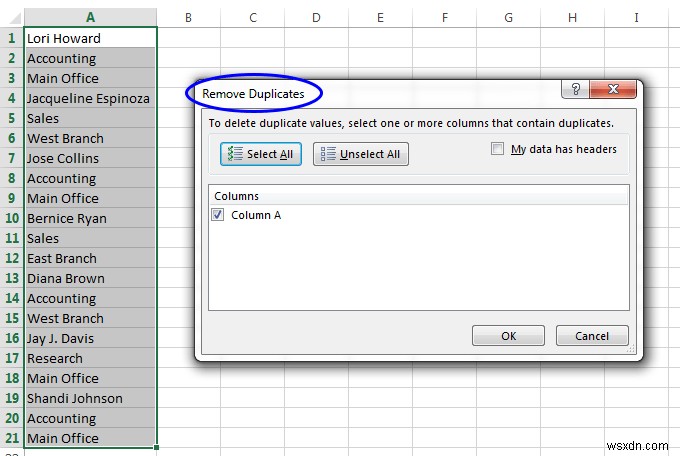 Excel で重複行を見つけて削除する方法