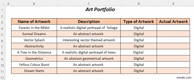Excel オブジェクトを使用してアート ポートフォリオを作成する方法