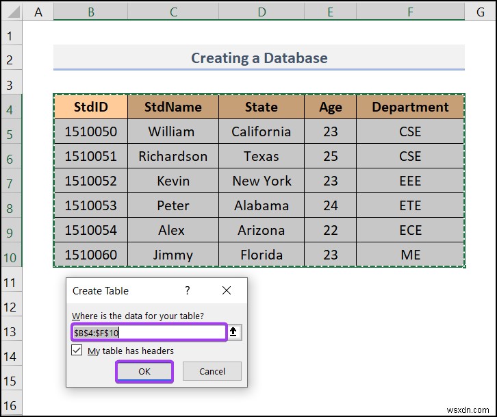 Excel でデータベースを作成する方法 (簡単な手順)