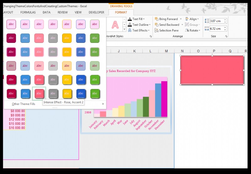テーマの色、フォント、効果を変更し、カスタム Excel テーマを作成する方法