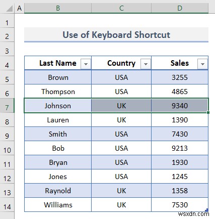 Excel テーブルのナビゲート (7 つの簡単なテクニック) 