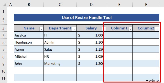 Excel テーブルから行と列を挿入または削除する方法