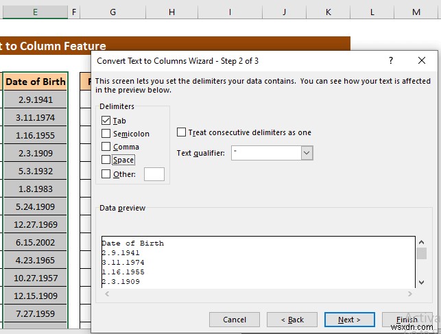 Excel でテキストを列に変換する方法 (3 ケース)