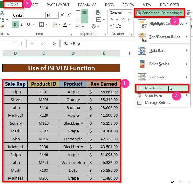 Excel で 1 行おきに強調表示する方法 (3 つの簡単な方法)
