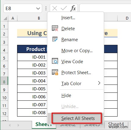 Excel で選択したワークシートを中央揃えにするコマンドを実行する