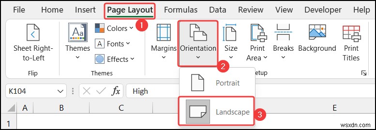 Excel でワークシートの向きを横向きに変更する方法