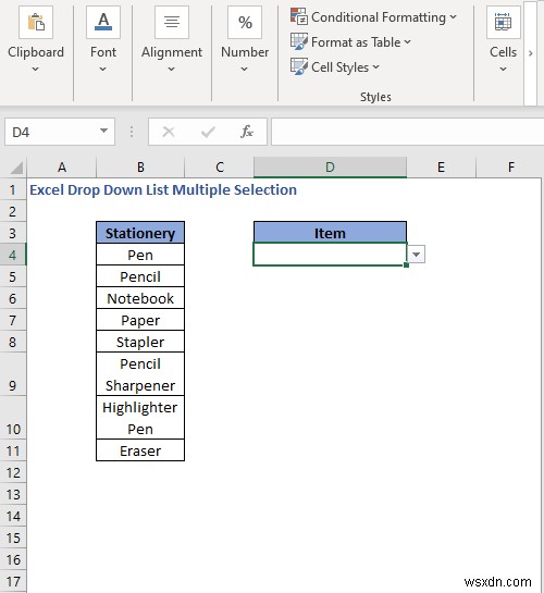 Excel でドロップダウン リストから複数選択する方法 (3 つの方法)