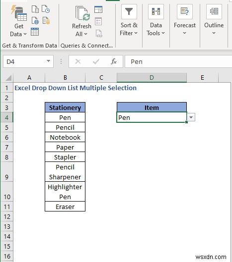 Excel でドロップダウン リストから複数選択する方法 (3 つの方法)