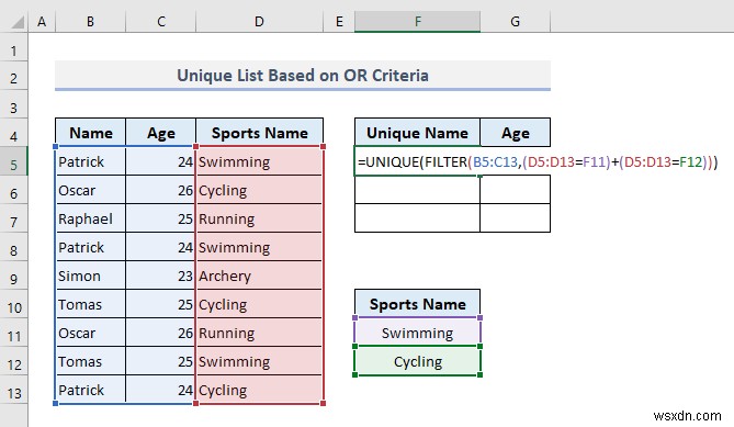 基準に基づいて Excel で一意のリストを作成する (9 つの方法)