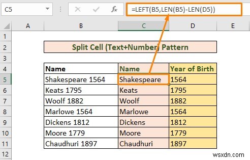 Excel で 1 つのセルを 2 つに分割する方法 (5 つの便利な方法)
