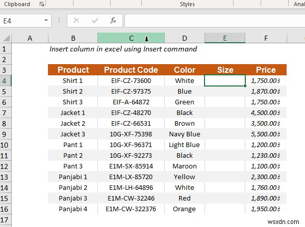 Excel で列を挿入する方法 (Quick 5 の方法)