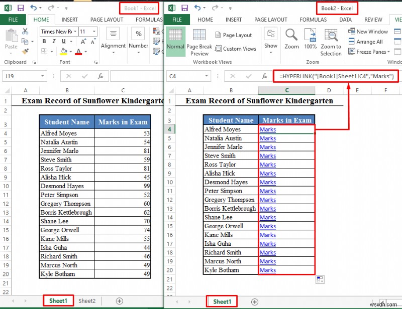 Excel で別のシートにハイパーリンクを追加する方法 (2 つの簡単な方法)