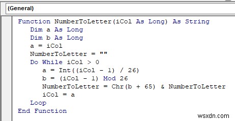 Excel で列番号を文字に変換する VBA (3 つの方法)