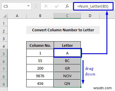 Excel で列番号を文字に変換する VBA (3 つの方法)