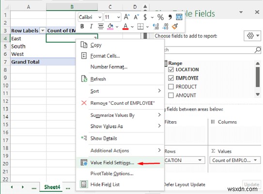 Excel のピボット テーブルで重複をカウントする (2 つの簡単な方法)