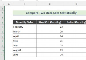 Excel の 2 つのデータ セットの統計的比較