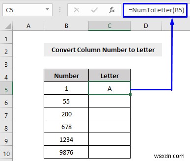 Excel で列番号を文字に変換する方法 (3 つの方法)