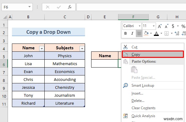 表から Excel ドロップダウン リストを作成する (5 つの例)