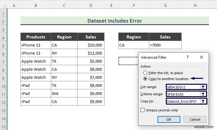 Excel の高度なフィルタが機能しない (2 つの理由と解決策)
