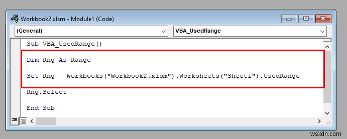 Excel で VBA の UsedRange プロパティを使用する方法 (4 つの方法)