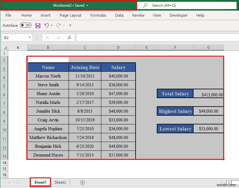 Excel で VBA の UsedRange プロパティを使用する方法 (4 つの方法)