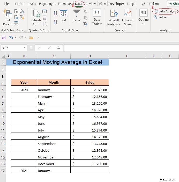 Excel で指数移動平均を計算する方法