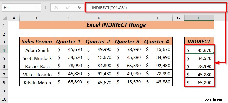 Excel の間接範囲の使用方法 (最も簡単な 8 つの方法)