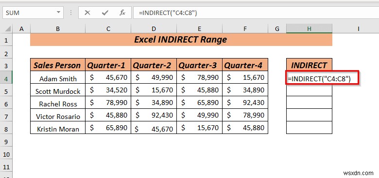 Excel の間接範囲の使用方法 (最も簡単な 8 つの方法)