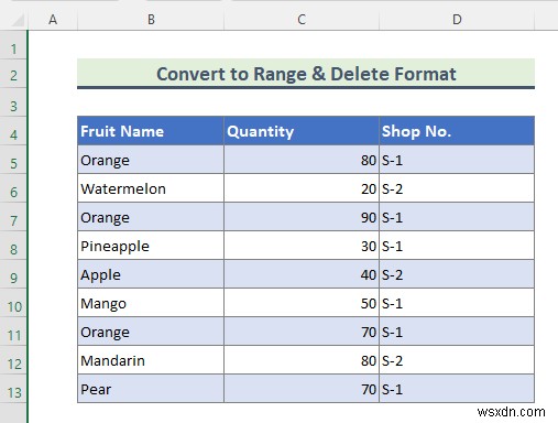 Excel で Format As Table を削除する方法