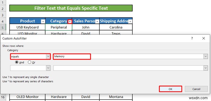 Excel でテキスト フィルタを使用する方法 (5 つの例)