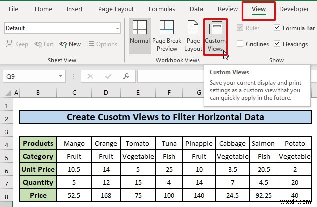 Excel で横方向のデータをフィルター処理する方法 (3 つの方法)