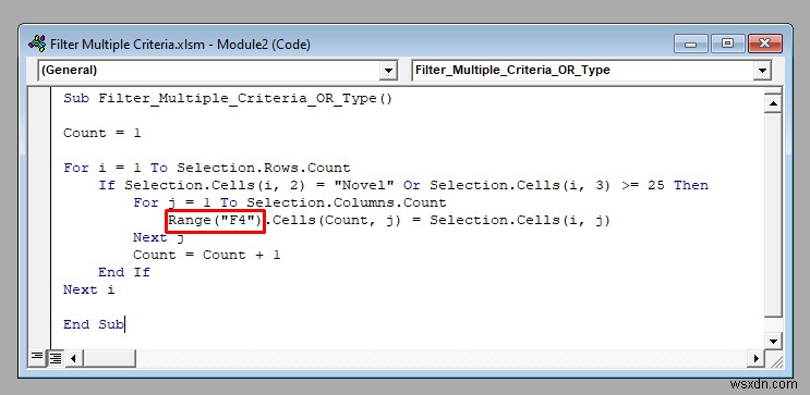 VBA を使用して Excel で複数の条件をフィルター処理する (AND 型と OR 型の両方)