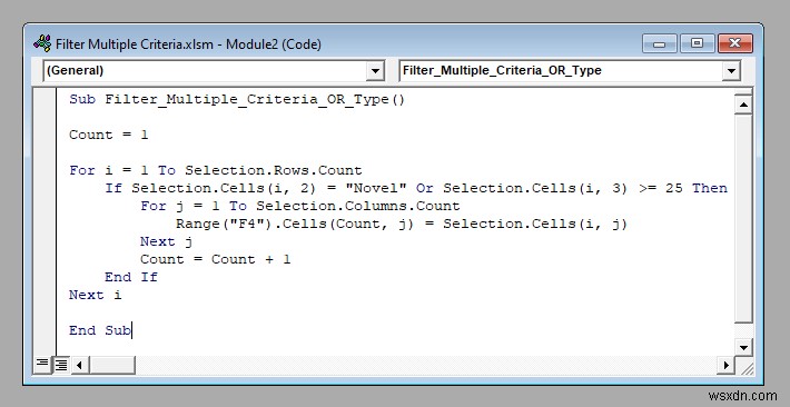 VBA を使用して Excel で複数の条件をフィルター処理する (AND 型と OR 型の両方)