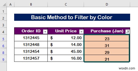 Excel で色でフィルター処理する方法 (2 つの例)