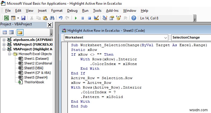 Excel でアクティブな行を強調表示する方法 (3 つの方法)