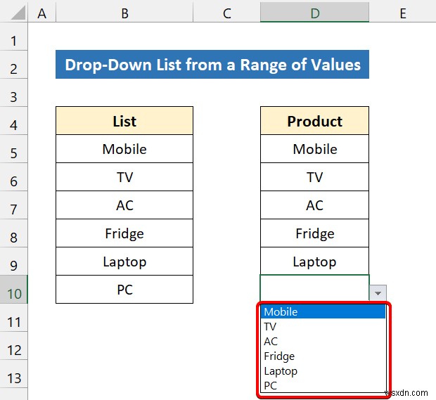 データ検証用の Excel ドロップダウン リストの作成方法 (8 つの方法)