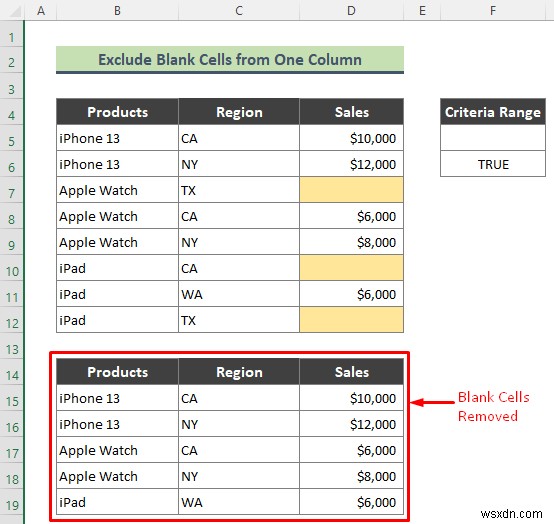 高度なフィルタを使用して Excel で空白セルを除外する方法 (3 つの簡単なトリック)