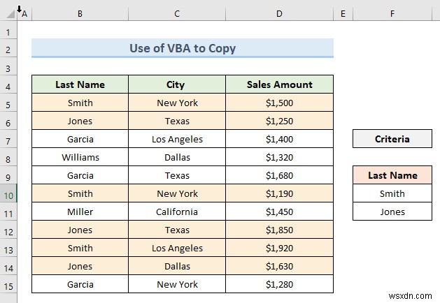 Excel で高度なフィルタを使用してデータを別のシートにコピーする方法