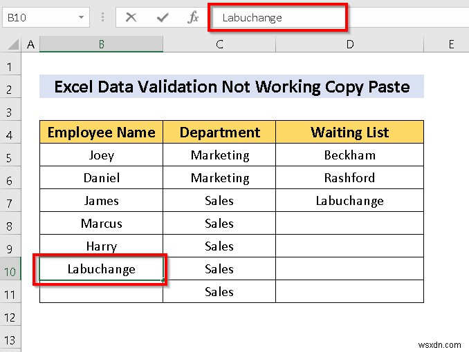 [修正済み] Excel のコピーと貼り付けでデータ検証が機能しない