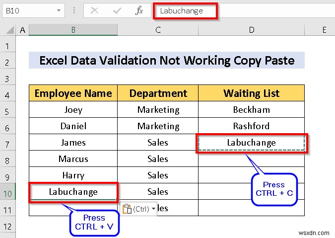 [修正済み] Excel のコピーと貼り付けでデータ検証が機能しない